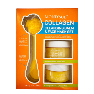 Mondsub Skincare Set – Rose & Collagen Cleansing Balm, Face Mask & Dual-Ended Silicone Brush with Spatula , Hydrating Makeup Remover, Firming & Brightening, Anti-Aging Set 2×50g